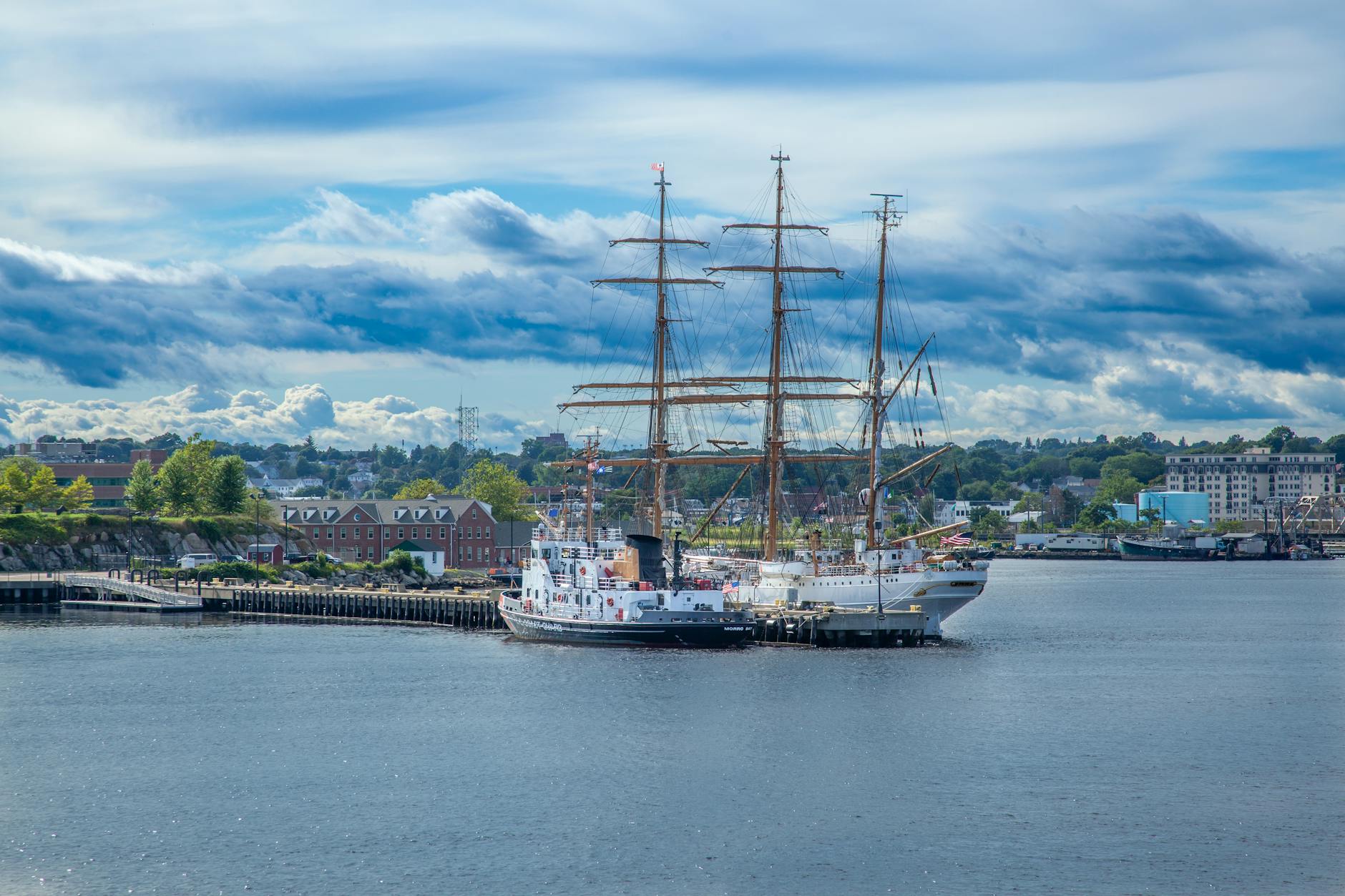 ships docked on the harbor